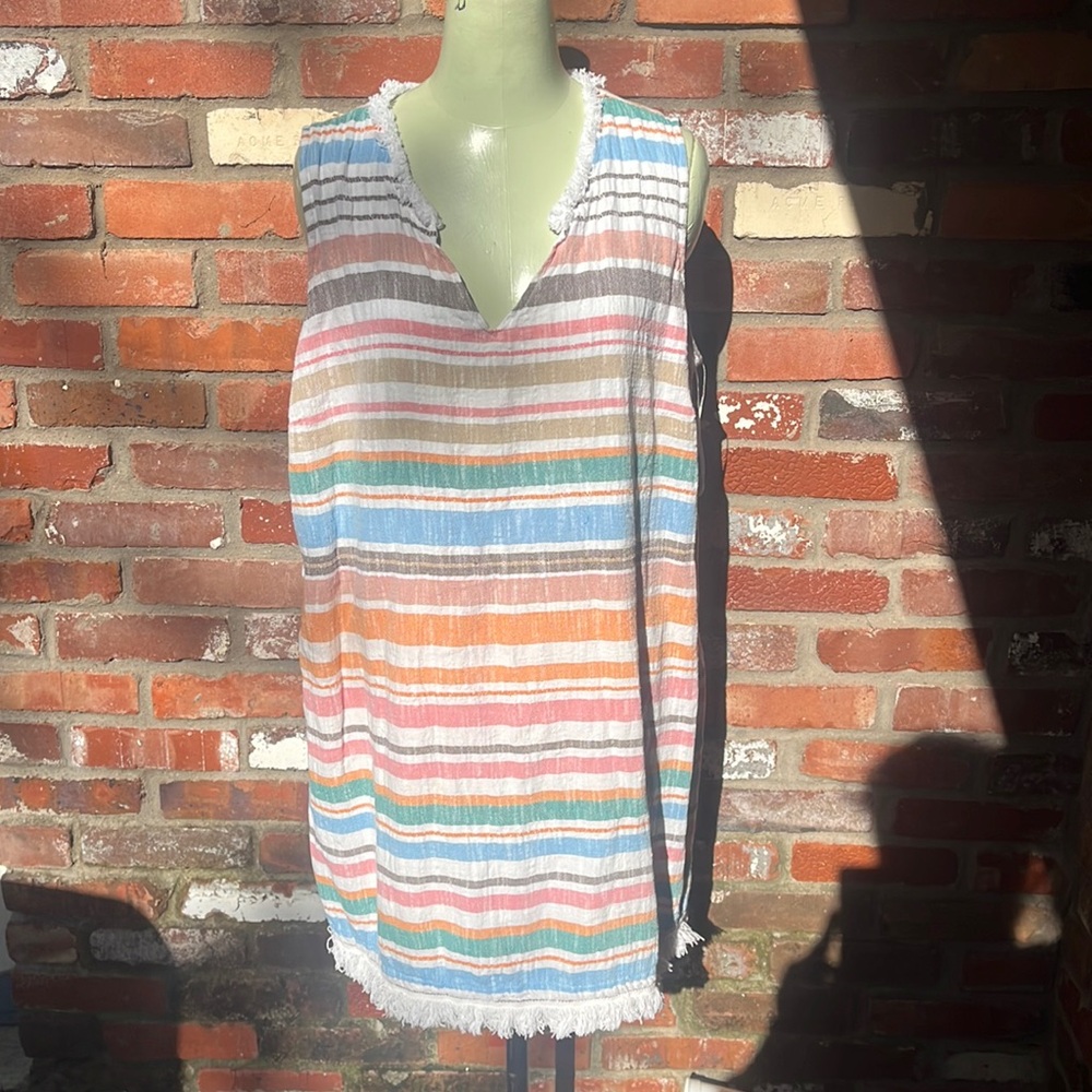 Chelsea & Theodore Linen Striped Dress size 1X